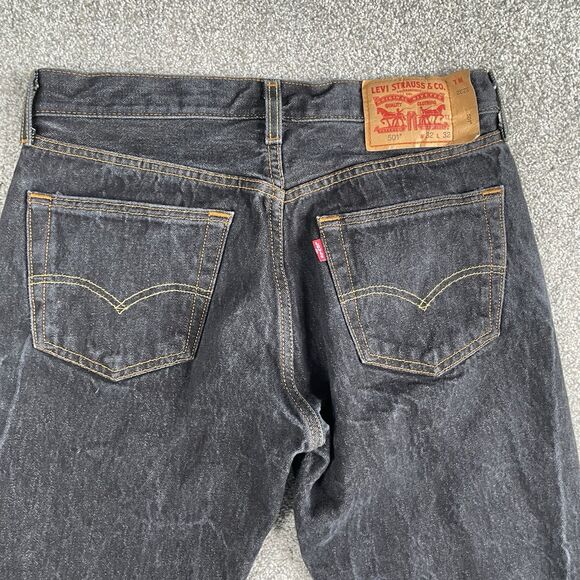 Levis 501 Original Shrink To Fit Jeans Mens Straight Leg Button Fly Black 32x30 - Picture 6 of 14
